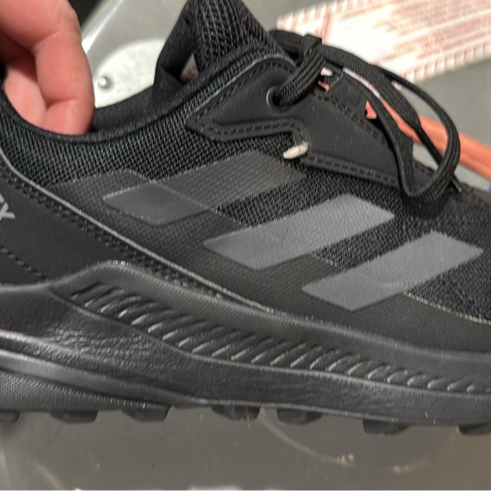 adidas Men's Black Athletic Trail Shoe with Grey Stripes